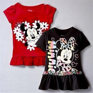 Disney Minnie Mouse Flower & Rainbow Leopard Shirt Bundle 12M 👚2/$10👗3/$12